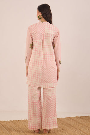 COTTON CHECK APPLE TREE TOP - PINK