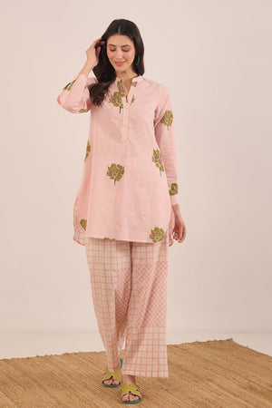 COTTON CHECK APPLE TREE TOP - PINK