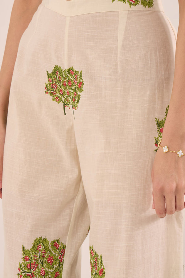 COTTON APPLE TREE PANTS - IVORY