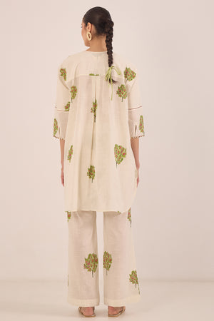 COTTON APPLE TREE KIMONO COORD SET - IVORY