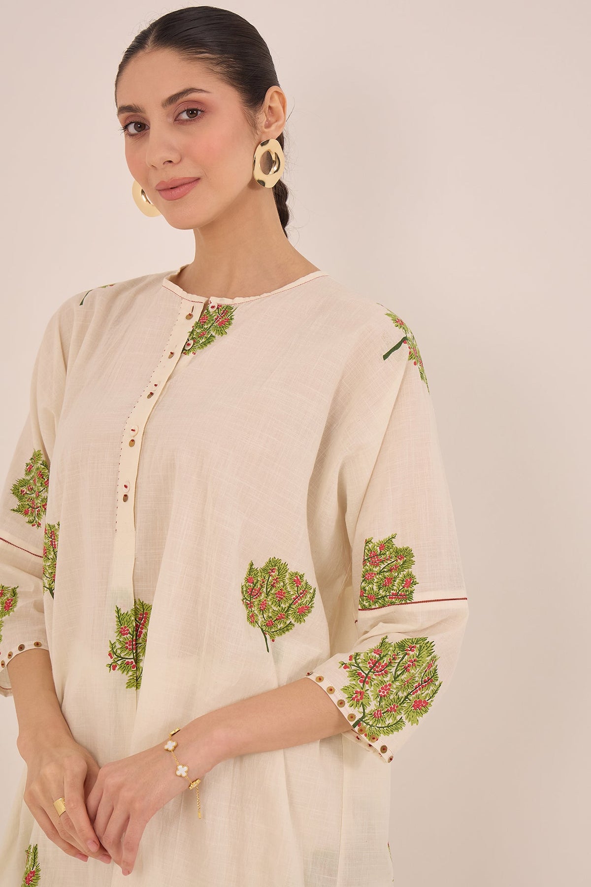 COTTON APPLE TREE KIMONO - IVORY