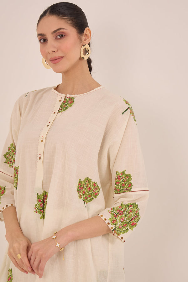 COTTON APPLE TREE KIMONO - IVORY