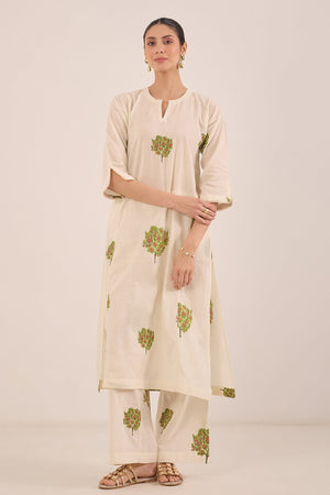 COTTON APPLE TREE KURTA - IVORY