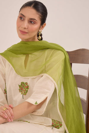 COTTON APPLE TREE KURTA - IVORY