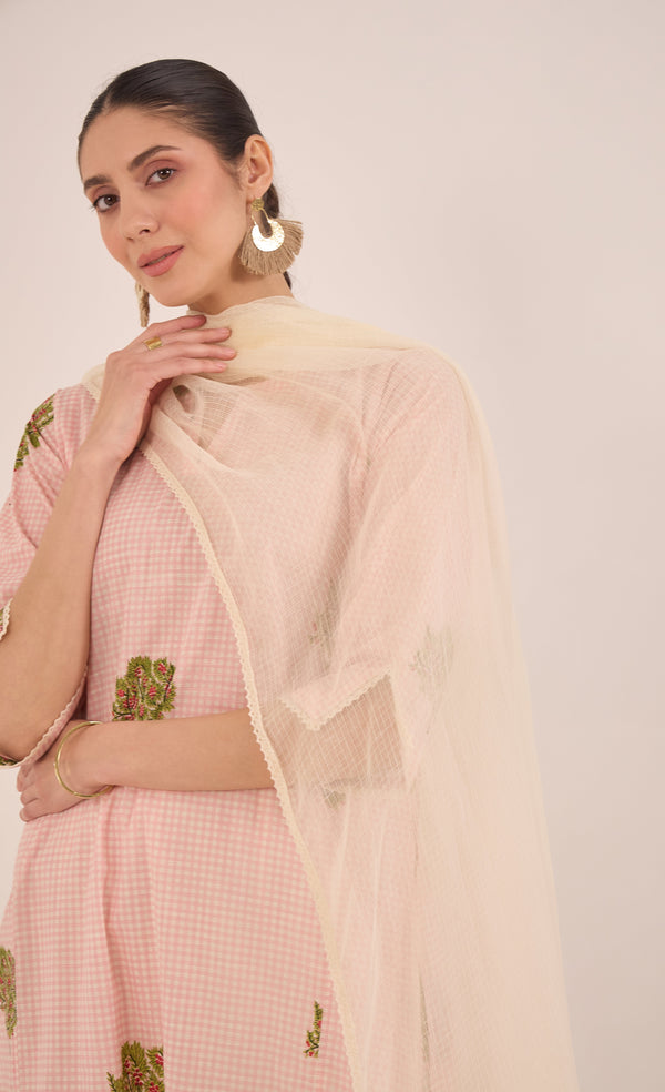 KOTA DORIYA DUPATTA - CREAM