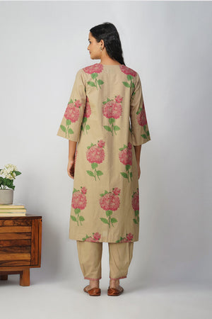 Pink Hydrangea Cotton Block Printed Kurta