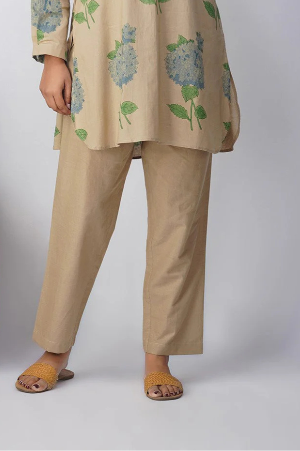Beige Straight Pants